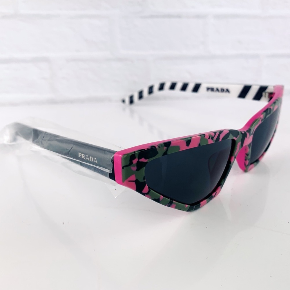 NEW! PRADA SPR 12V Cat Eye Pink Camouflage Sunglasses $375
